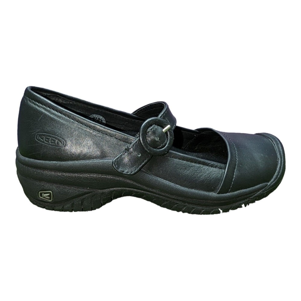 Keen Mary Jane Utility Black Leather Flats Slip Resistant Women's Shoes Sz 7.5M